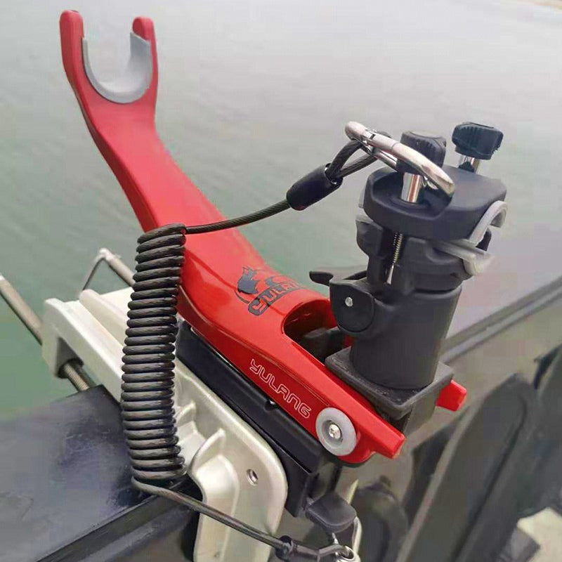 Aluminum Boat Rod Holder with Safety Leash, Clamp-On Rod Stand – option photo