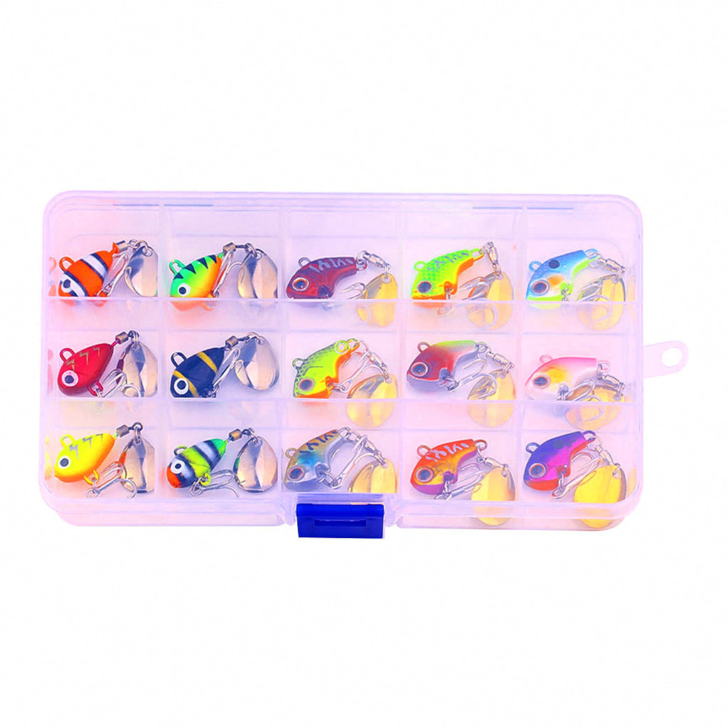Micro VIB Blade Bait Lure Set with Spoons, 15-Piece – option photo