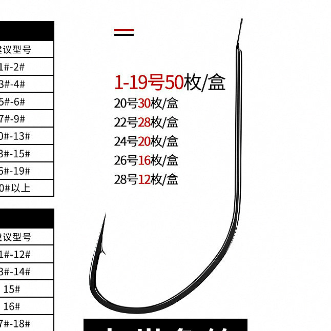 Maruseigo Hooks, Barbed, Black or Silver, Sizes 1–28 – option photo
