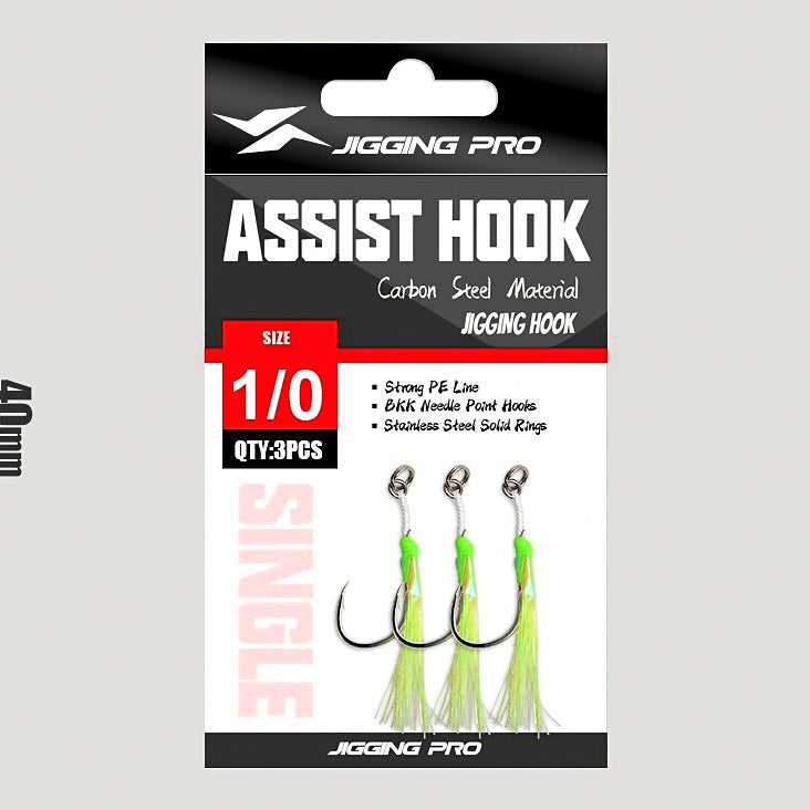 Single Hook Metal Jig, Barbed, 3-Pack, Sizes 1/0–4/0 – option photo