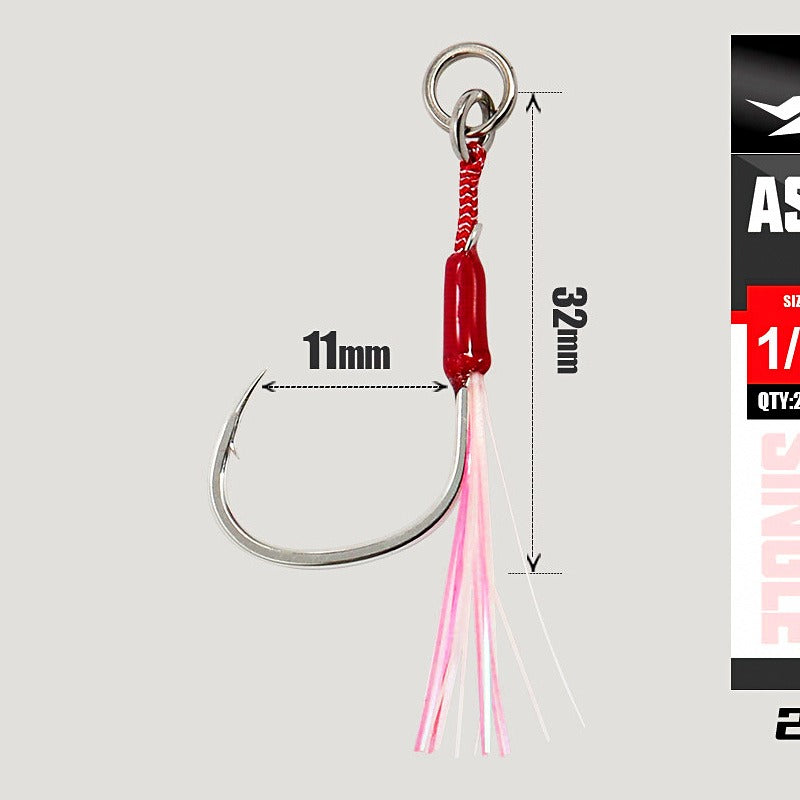 Black Single Hooks for Metal Jigs, 2-Pack, Size #2 to 4/0 – option photo