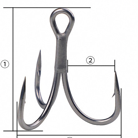 Rust-Resistant Barbed Treble Hooks, Sizes 2–12 – option photo