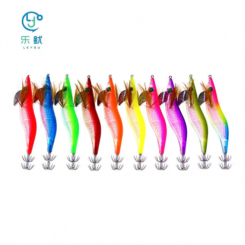 Glow Wood Shrimp Squid Jig Set, 10 Colors, Rattle Bead – option photo