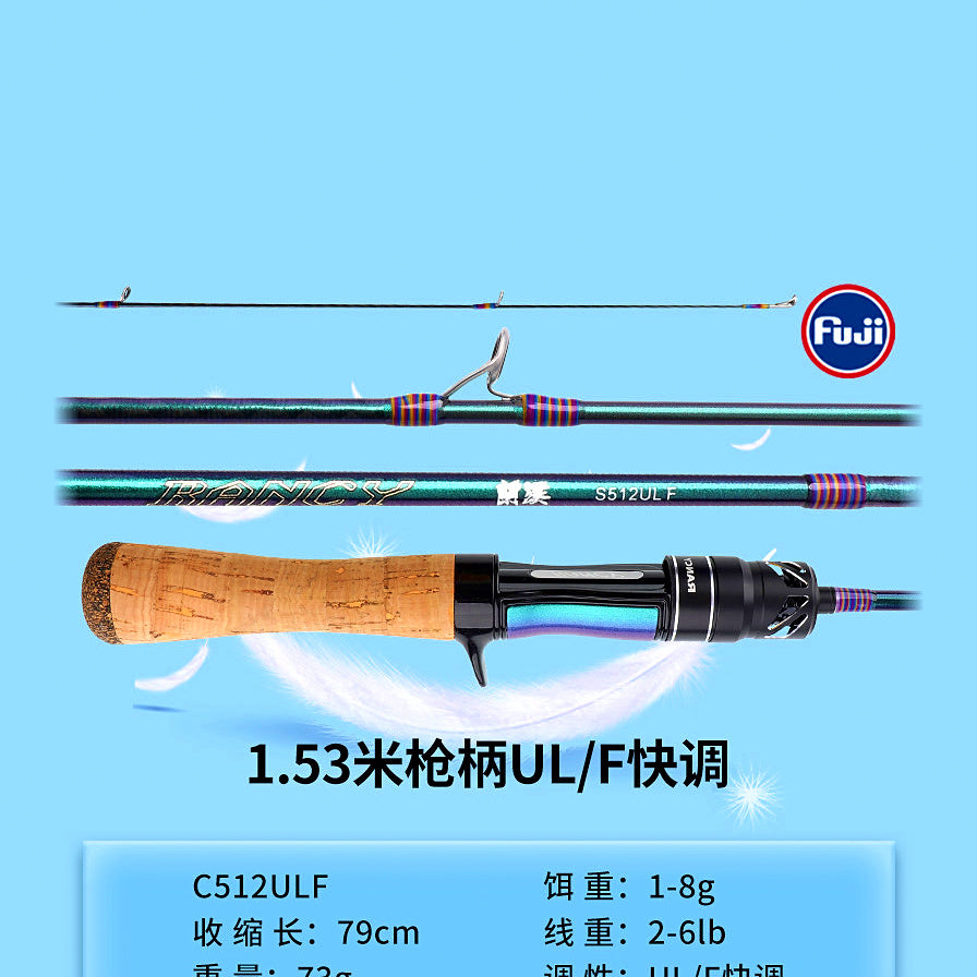 Ultralight Carbon Lure Rod, 2-Pc, 1.53–1.8 m (5–5.9 ft) – option photo