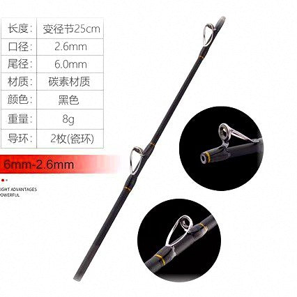 Carbon Fiber Rod Extension Section, 6 to 2.6 mm Reducing – option photo