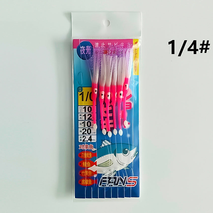 Glow Squid Jig Rig, 6-Hook Cascade, Sizes 1/0 & 4/0 – option photo