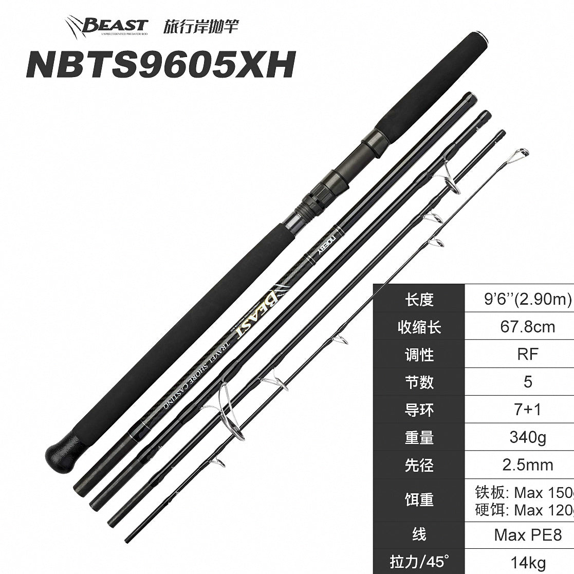 5-Piece Travel Casting Rod, 2.7–2.9 m (8.9–9.5 ft) – option photo