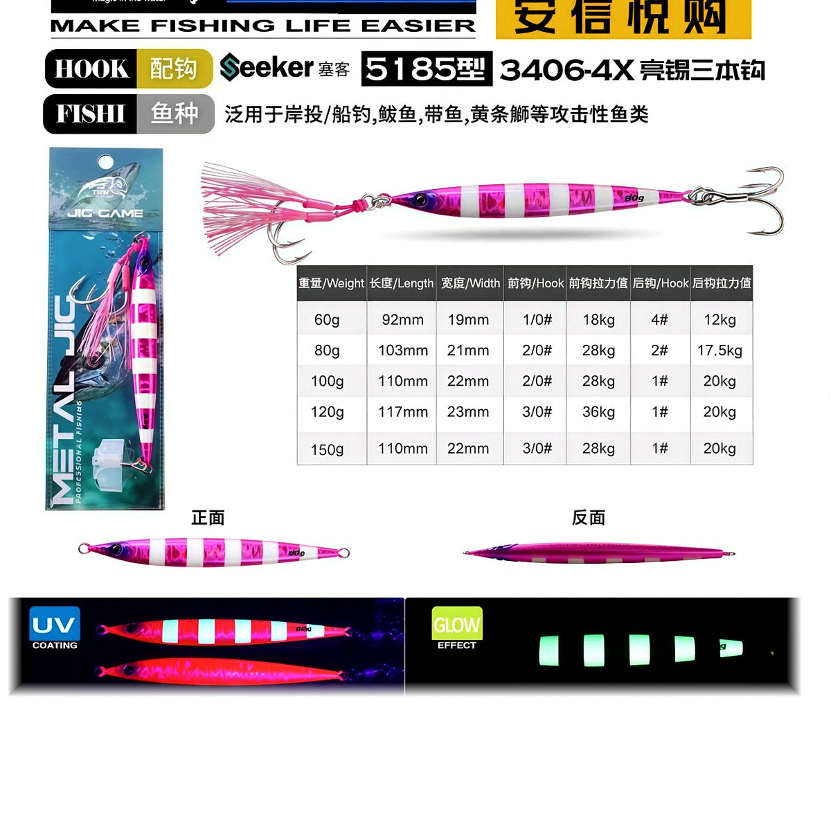 Slim Glow Speed Jig, 60–150 g (2.1–5.3 oz) – option photo