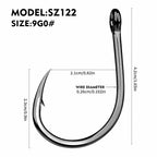 Barbed Ring Eye Hook, Sizes 3/0–11/0, Saltwater Boat – option photo