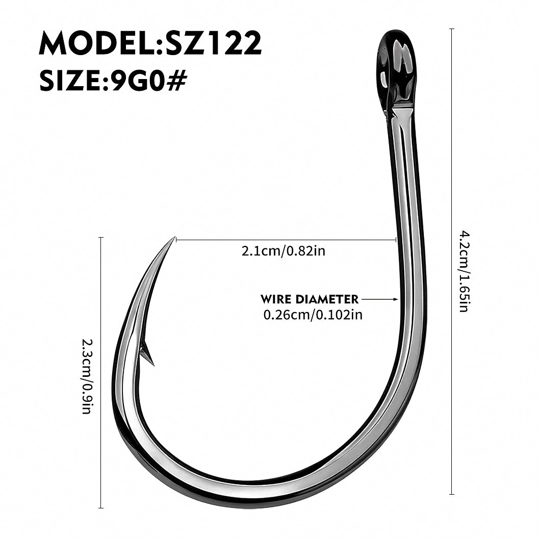 Barbed Ring Eye Hook, Sizes 3/0–11/0, Saltwater Boat – option photo