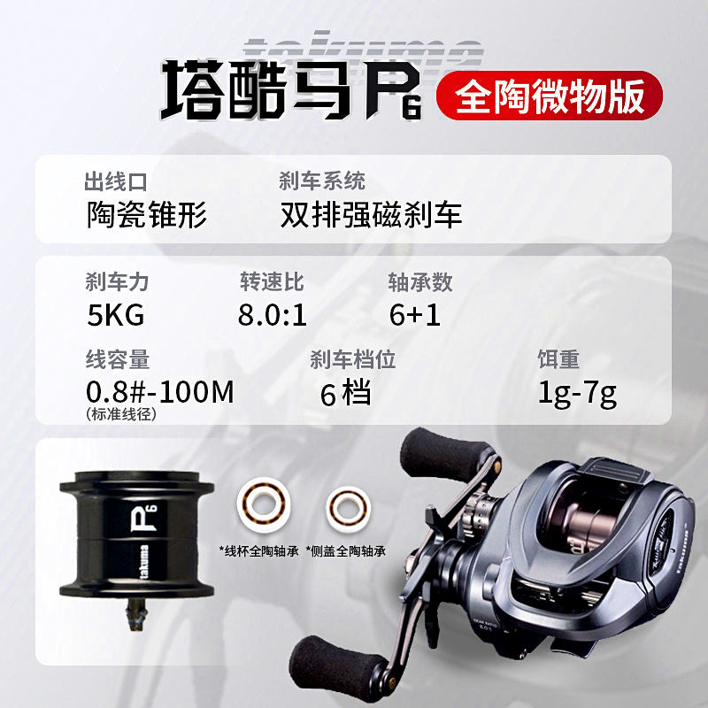 P6 Teardrop Baitcasting Reel, 8.0:1, Micro or General Spool – option photo