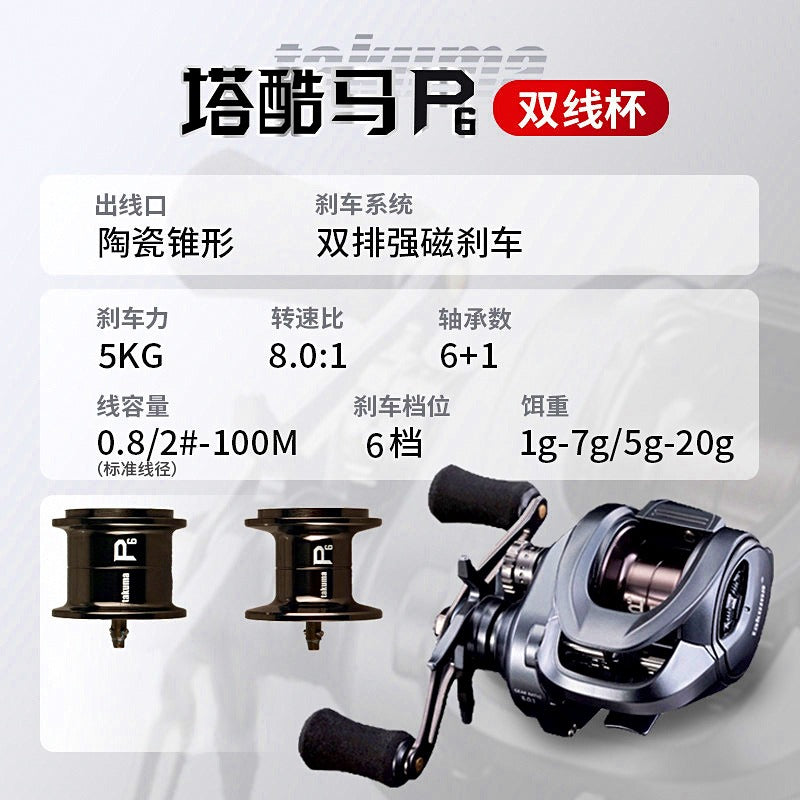 P6 Teardrop Baitcasting Reel, 8.0:1, Micro or General Spool – option photo
