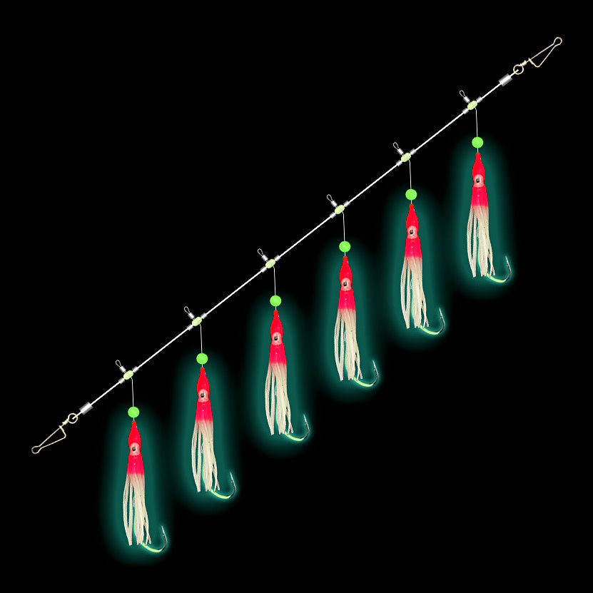 Glow Squid Jig Rig, 4, 6 or 8 Hooks, Sizes 16–28 – option photo